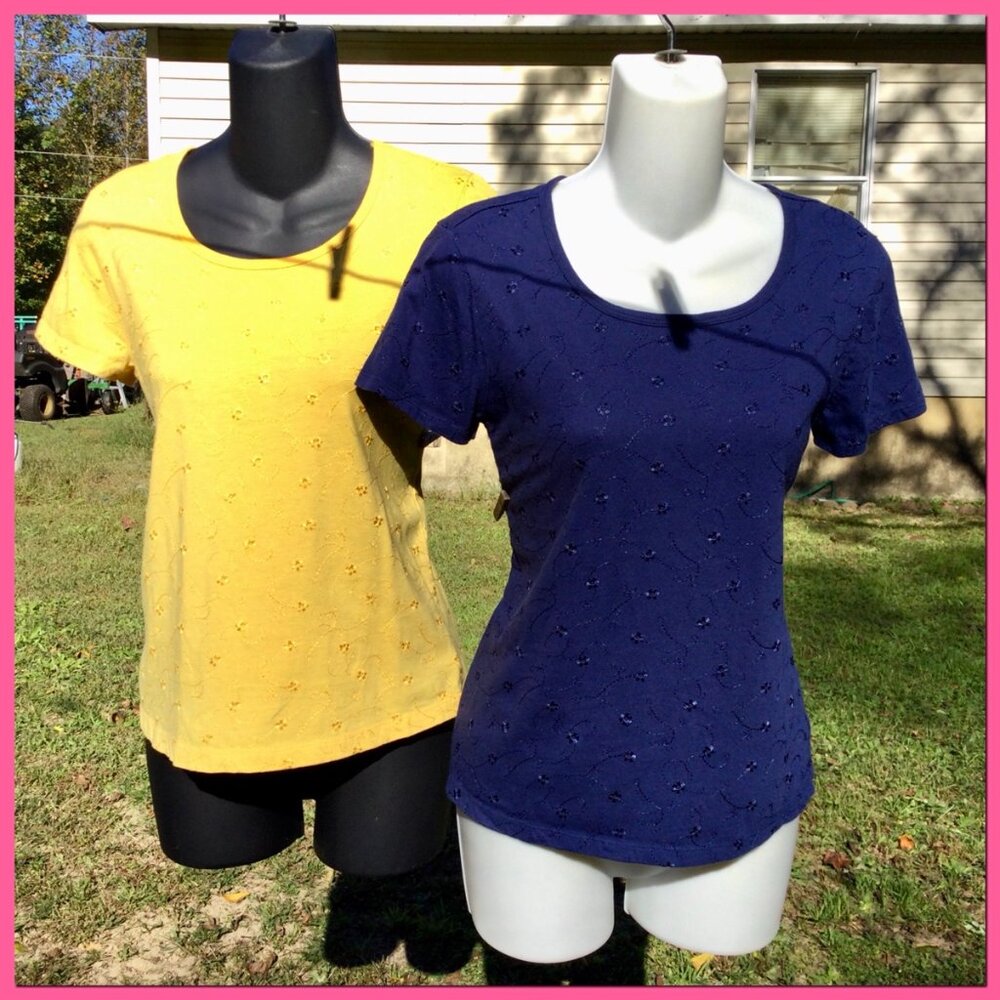 2 Embroidered Tshirts, sz S